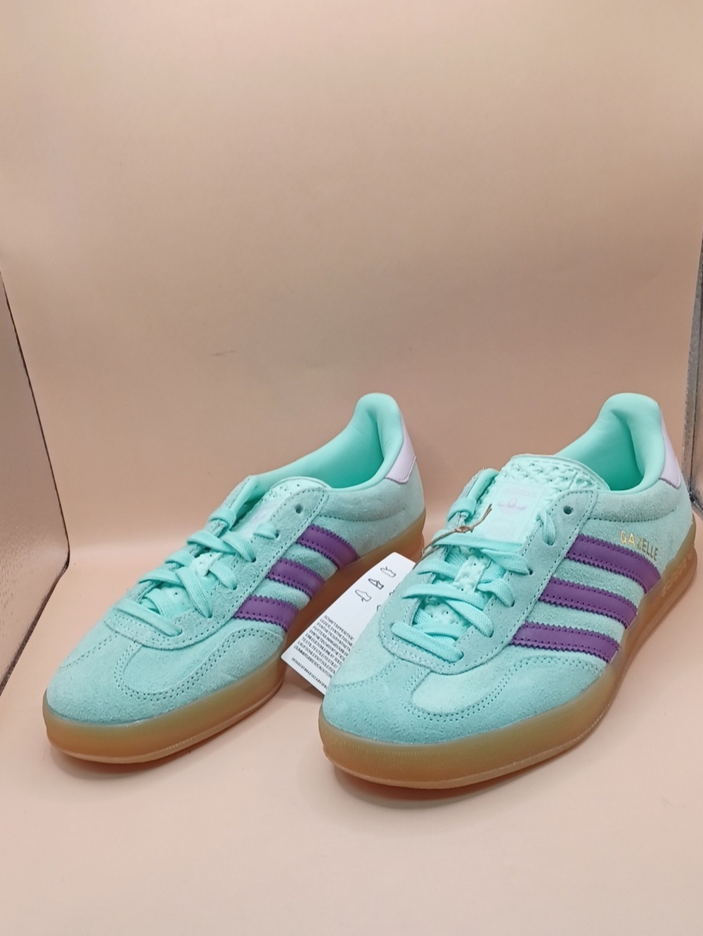 Adidas Gazelle Indoor W Sneaker-Mint/Purple Women Size 6 US JQ0192